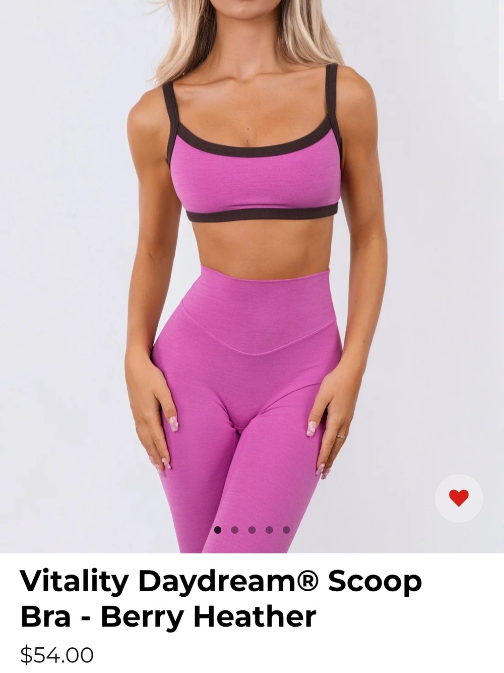 Vitality Daydream Scoop Bra, Berry Heather M